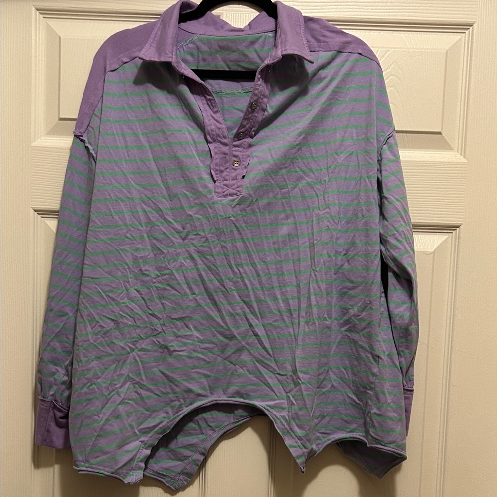 Purple and Green Striped women’s shirt